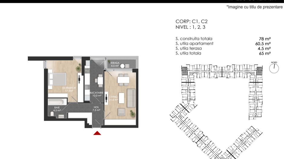Apartament 2 camere - decomandat - 60 mp utili. Atria Urban Resort - Poză 12