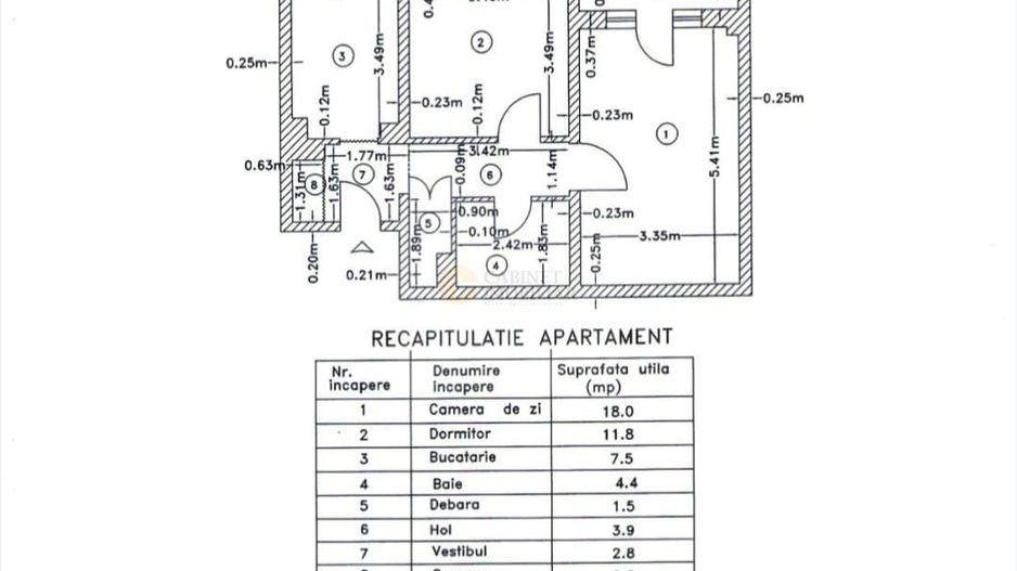 2 Camere - 55MP | Decomandat | 1985 | Metrou Crangasi la 10 minute - Schiță 6