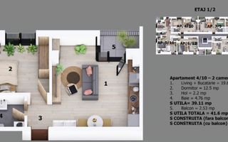 Apartament 2 camere Otopeni central | bloc cu lift | include parcare - Schiță 11