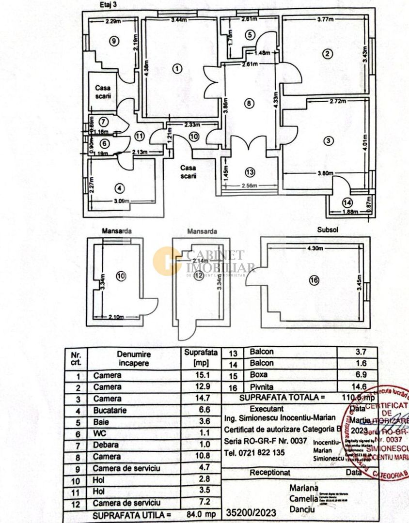4 camere + birou | Biserica Casin | 110mp total | Renovat 2025 - Schiță 25