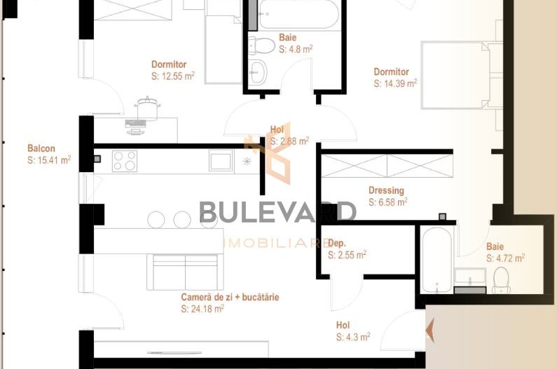 Apartament cu 3 camere, zona Vivo! - Poză 2