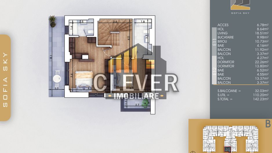 Duplex 4 Camere 143 mp, etaj 11/12, 3 bai, 700m metrou Teclu - Poză 3