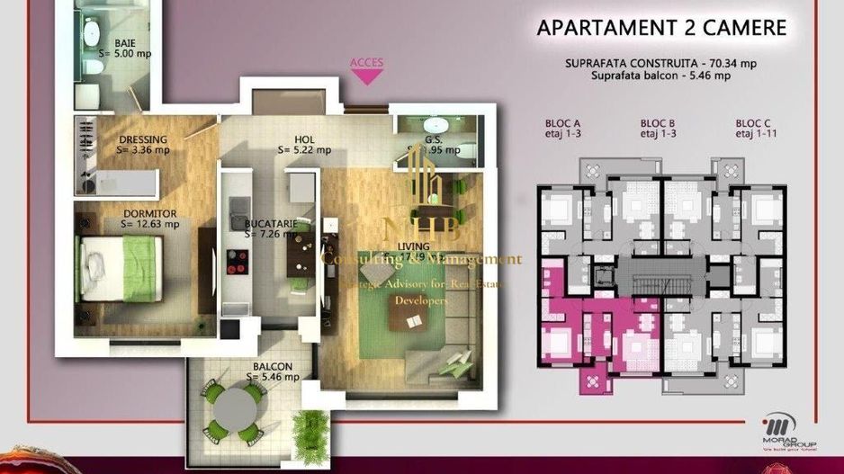 Apartament de vanzare -2 camere -mobilat si utilat complet -ONIX PIPERA - Poză 4