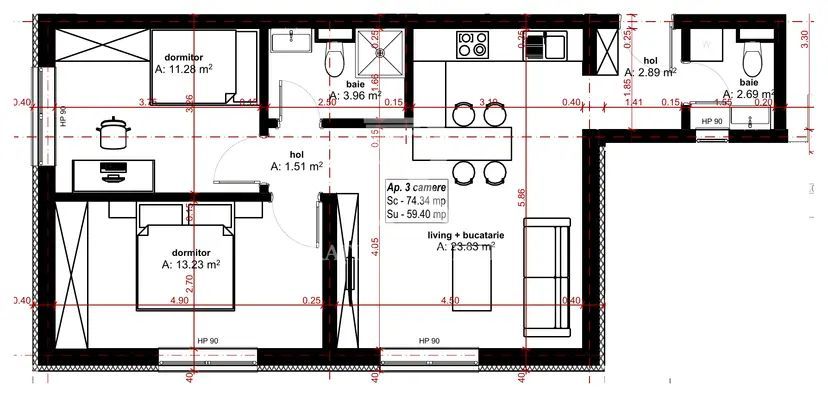 Apartament cu 3 camere | 59 util | Parter | Predare Octombrie | Oradea - Poză 1