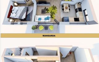 Apartament 100 mp, etaj si mansardă, cu grădină și parcare, Someșeni. - Poză 1