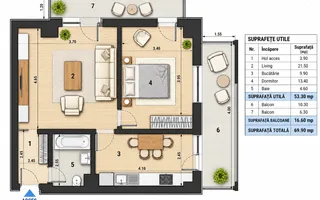 2 Camere PREMIUM - 70mp | Etaj 9/10 | View Superb | Bloc Nou 2025 CUG - Poză 13