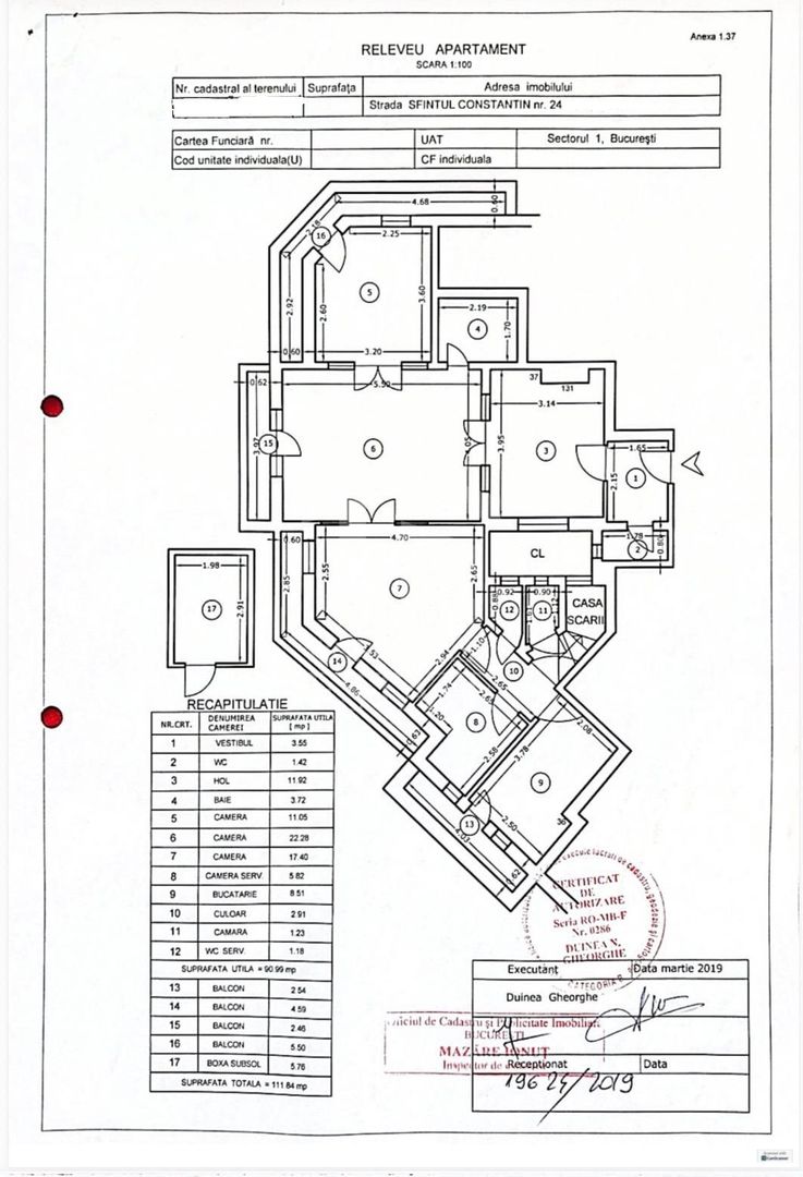 4 camere semidecomandat | 112 mp cu balcoane | Cismigiu - Schiță 3