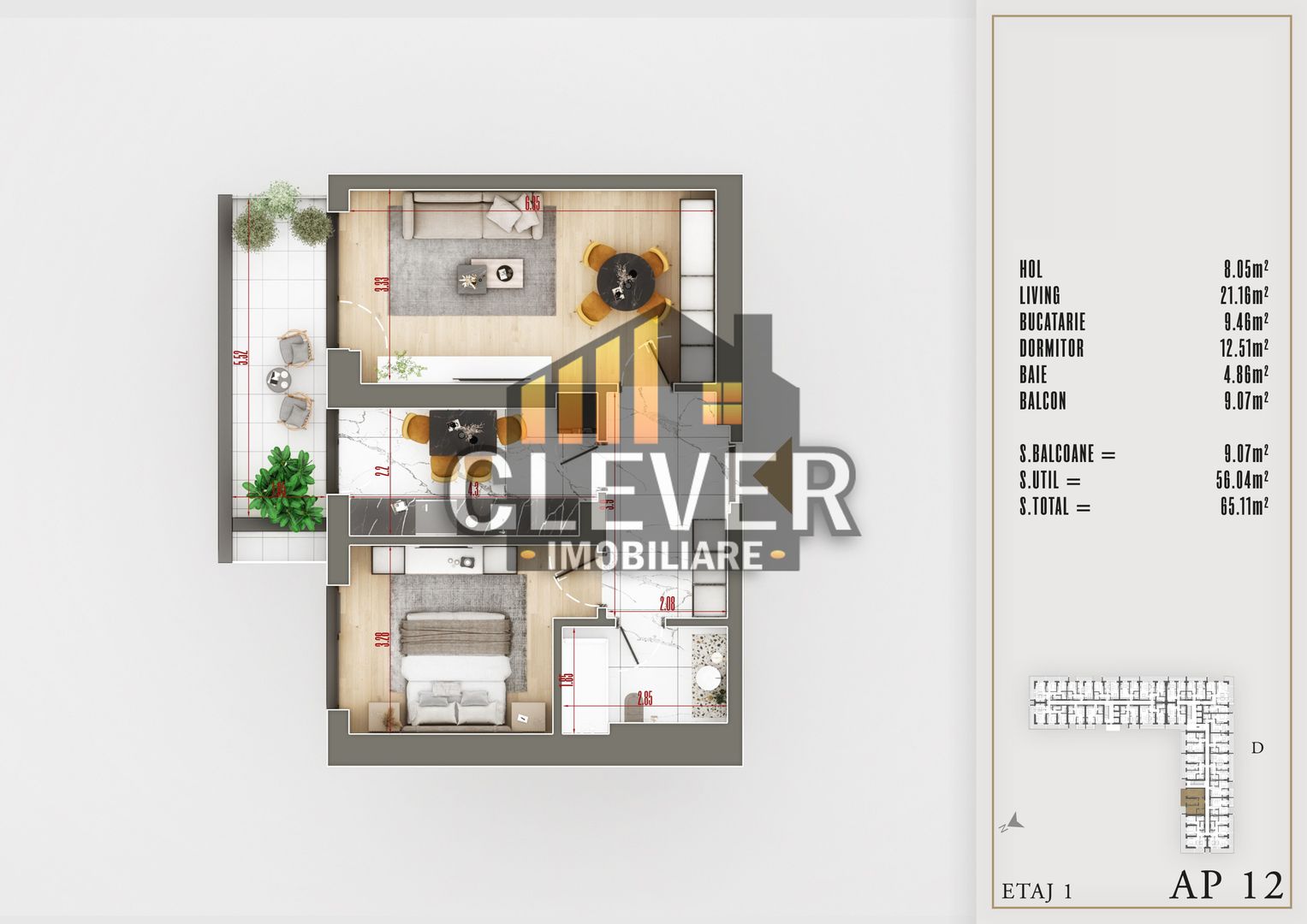 Apartament Spatios 2 Camere Finisaje Premium Th. Pallady - Poză 1