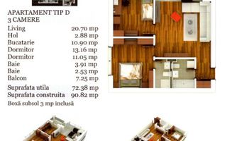 Apartament cu 3 camere de inchiriat in Olimpic, Bd Garii - Schiță 20