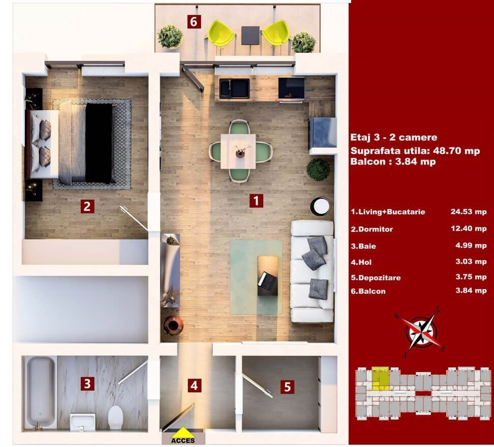Apartament 2 camere nou nelocuit Subcetate Residence - Poză 9