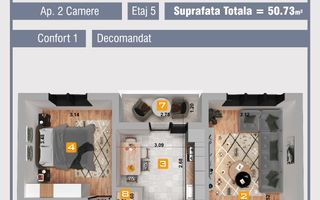 Apartament 2 camere de vanzare - Berceni, Piata Sudului - Poză 9