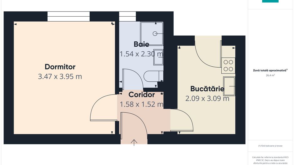 Apartament 1 cameră, 27 mp, Giroc centru - Poză 9