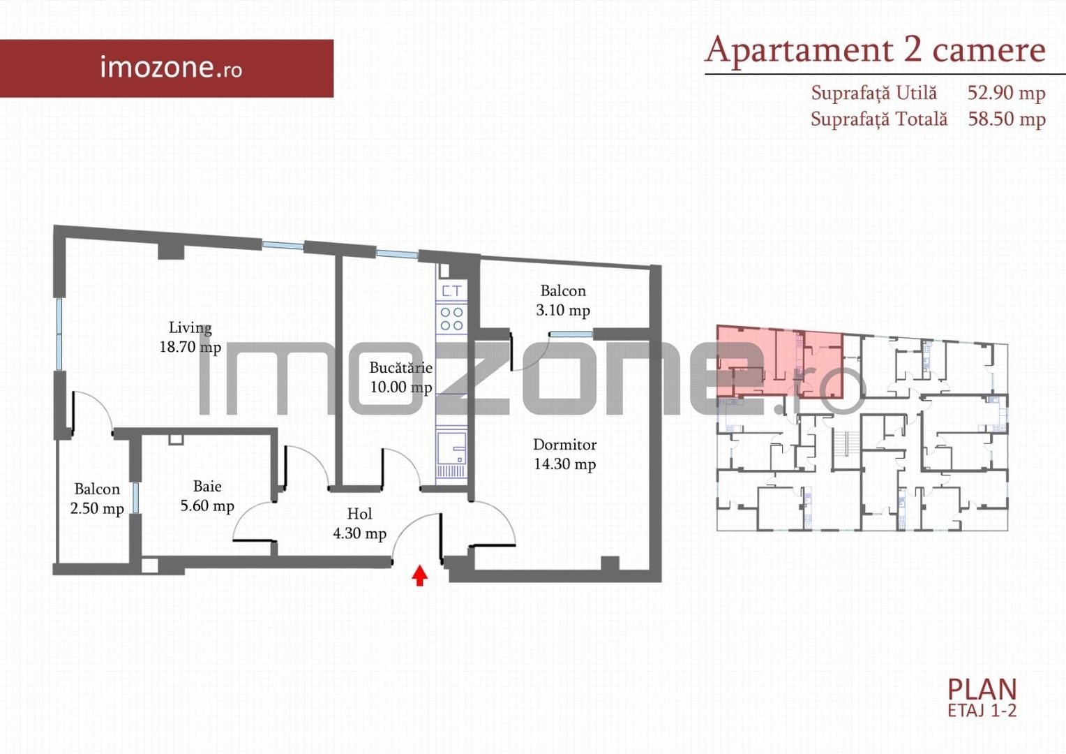 2 CAMERE - 58.5 mp, etaj 2, Militari langa METROU Pacii, BLOC NOU, COMISION 0% - Schiță 6