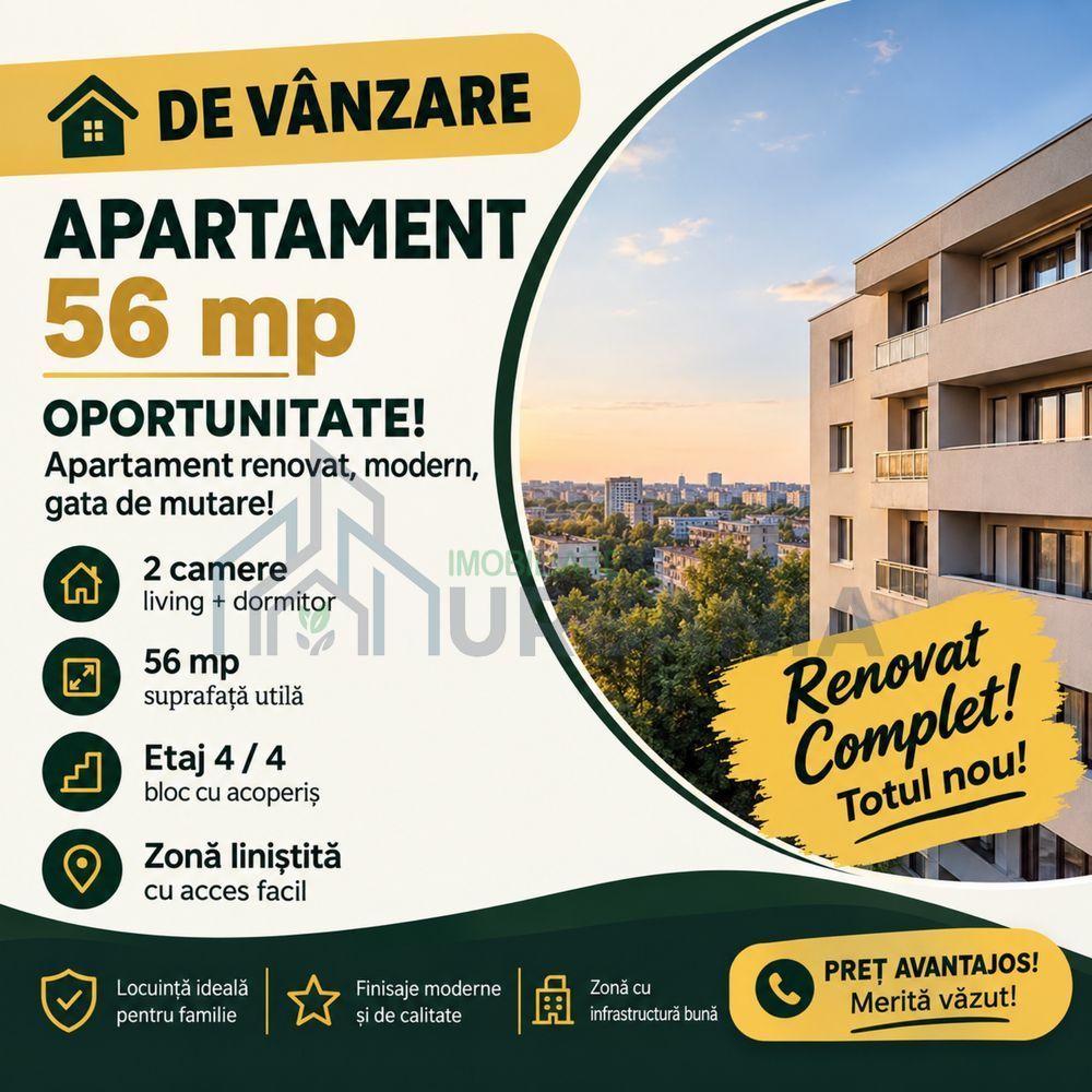 Apartament 56 mp de vânzare, etaj 4, Harlau - Poză 1