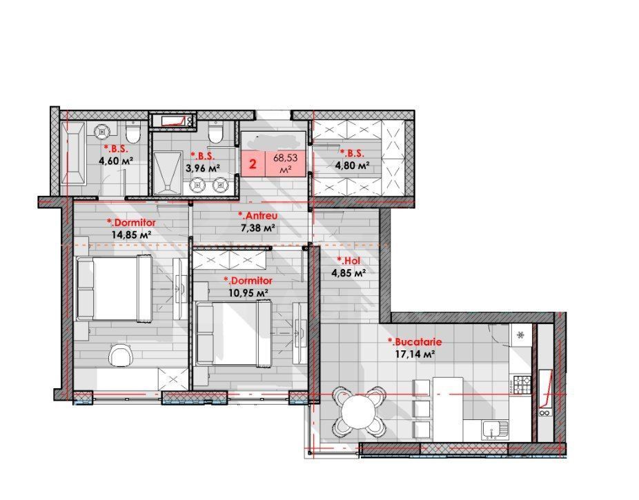 Vânzare, apartament, 2 camere, str. Calea Moșilor, Râșcani - Schiță 2