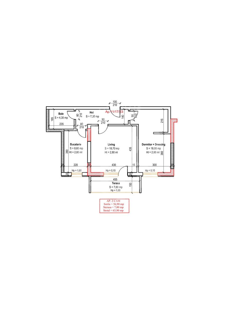 Apartament 2 camere Dormitor cu Dressing Theodor Pallady - Schiță 2