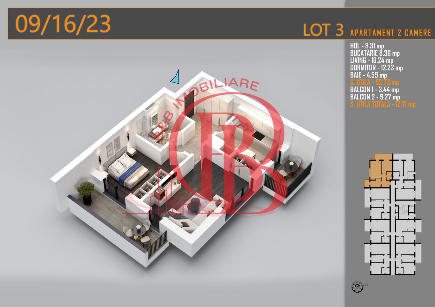 Apartament decomandat 2 camere Titan-Pallady-Metrou Teclu - Schiță 2