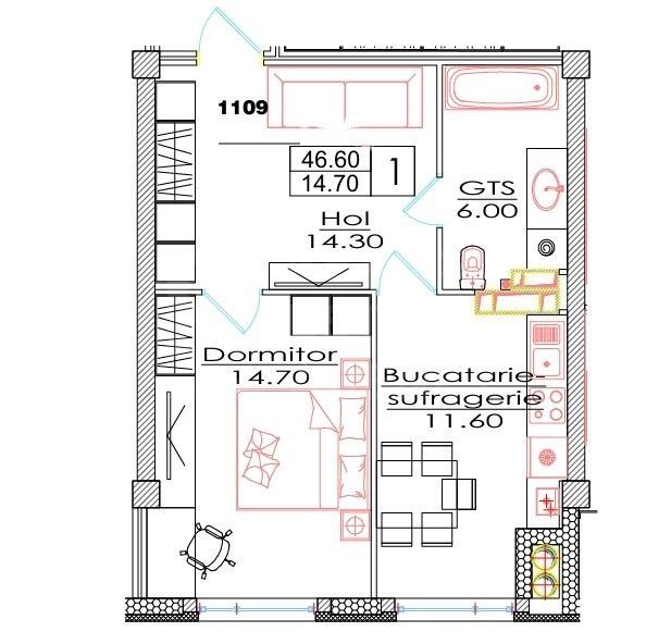 Vânzare, apartament, o cameră, str. Ialoveni, Telecentru - Poză 3