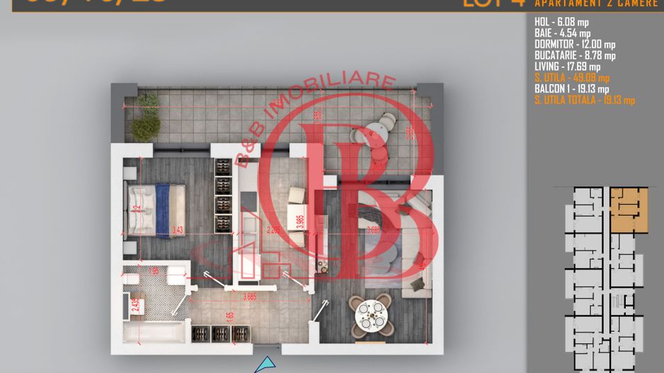 Apartament 2 camere Theodor Pallady-Metrou Nicolae Teclu - Schiță 1