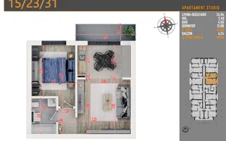 Apartament Finalizat 2 camere Parcare Inclusa Th. Pallady - Schiță 11