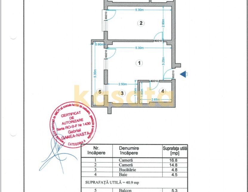 APARTAMENT 2 CAMERE DE INCHIRIAT | BANEASA | LOC DE PARCARE INCLUS - Schiță 7