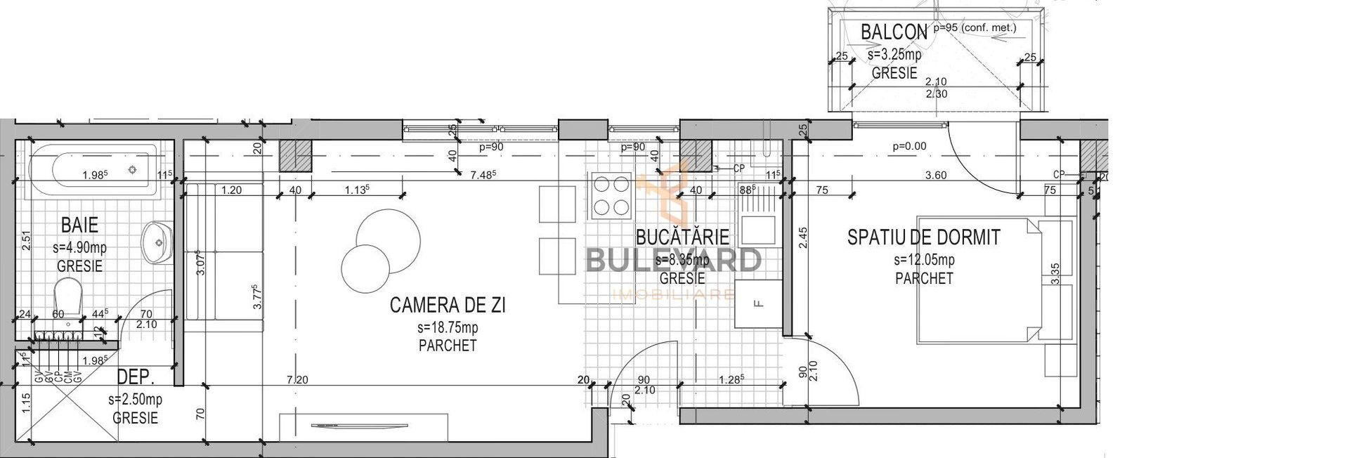 Apartament cu 2 camere, zona strazii Traian Vuia! - Schiță 1