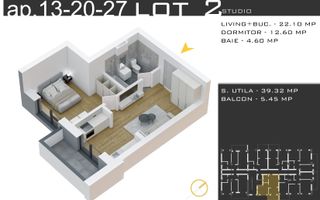 Studio Încălzire în Pardoseală | Parcare GRATUITĂ în Pallady - Schiță 9