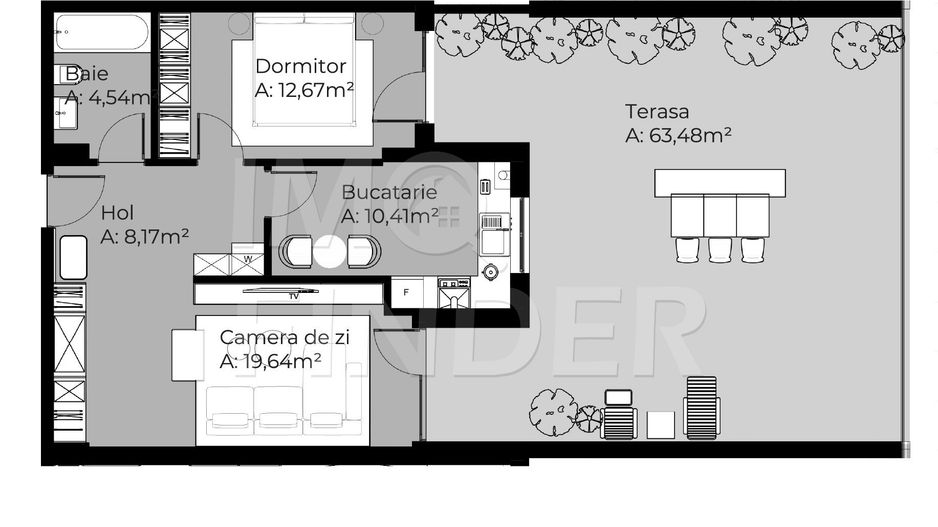 Apartament 2 camere, zona Soporului, 55.43 mp plus 63.48 mp terasa - Poză 2