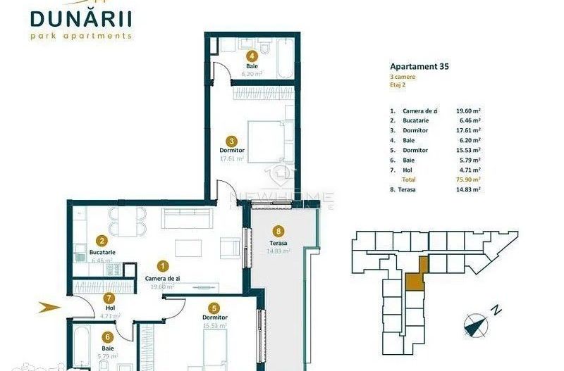 Apartamente de vanzare cu 3 camere zona Intre Lacuri - Poză 2