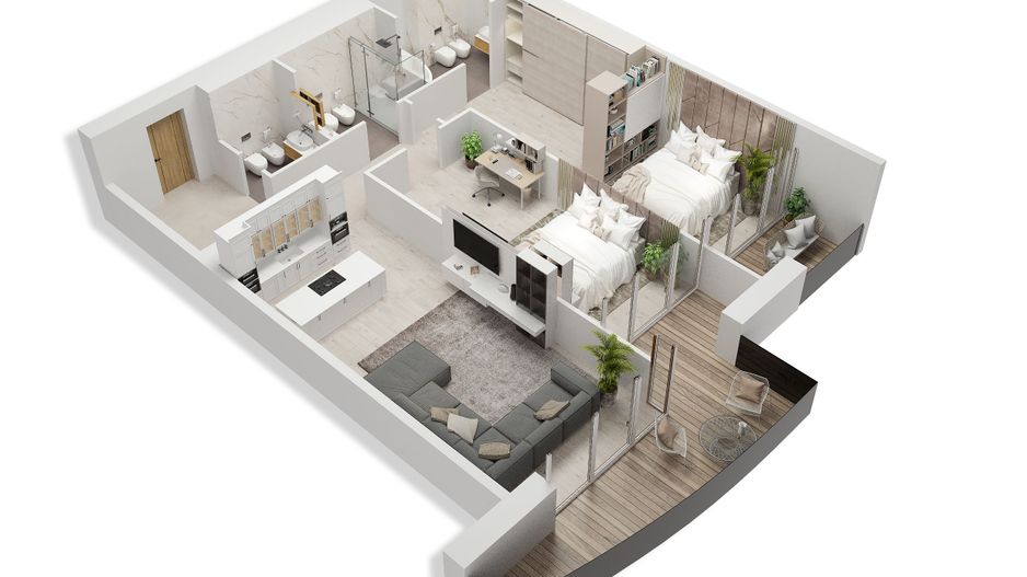 Vanzare apartament 3 camere Verdi Park Parcare si boxa inclusa - Poză 2