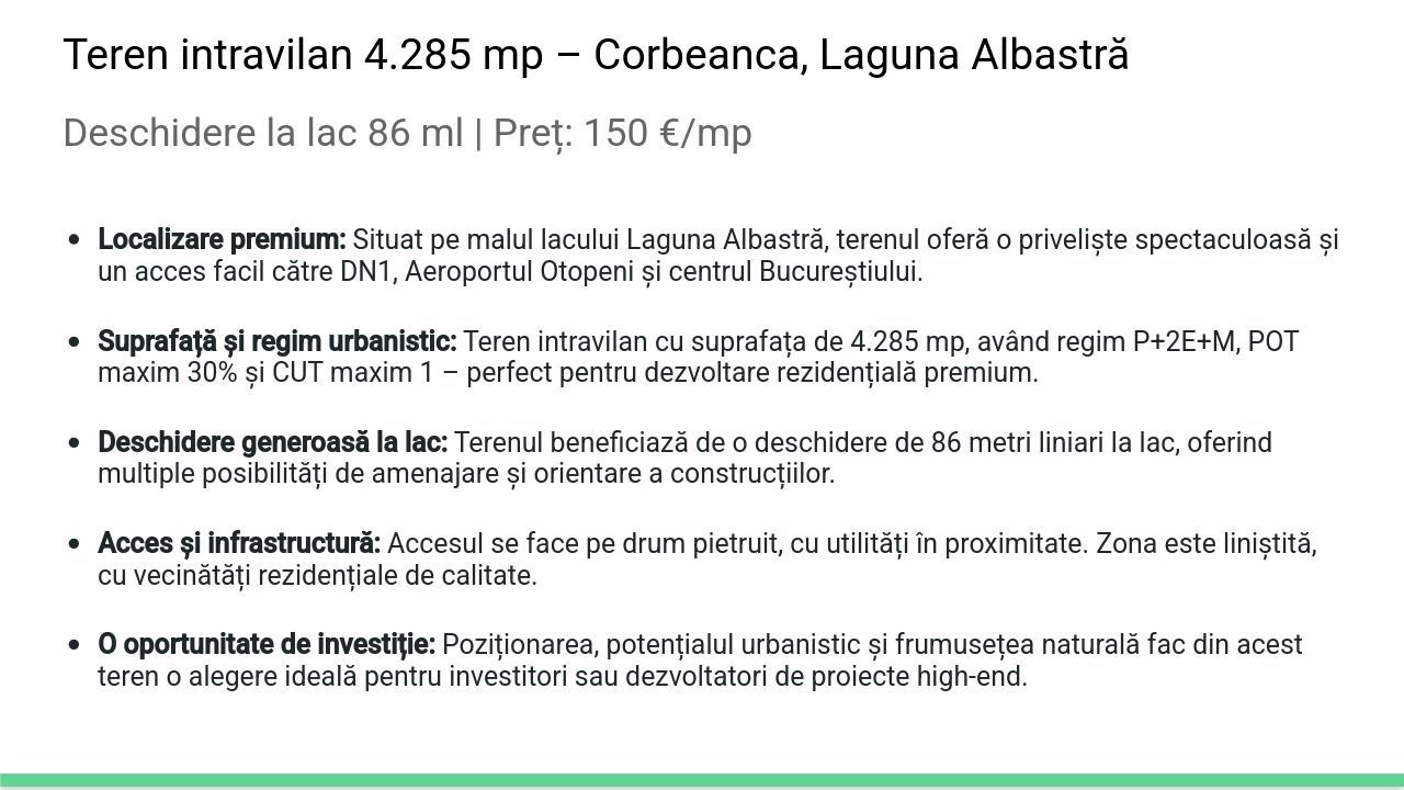 Teren intravilan 4.285 mp cu deschidere 86 ml la lac Corbeanca – Laguna Albastra - Poză 7