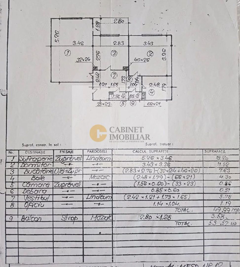 2 Camere - 54MP | Decomandat | 1982 | Creditabil | 1/4 | Apusului - Schiță 5
