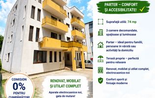Apartament cu 3 camere, bloc NOU, mobilat și utilat, VASLUI - zona TRAIAN;