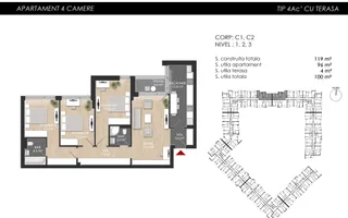 3 camere - 100 mp UTILI - Etaj intermediar. Atria Urban Resort - Poză 13