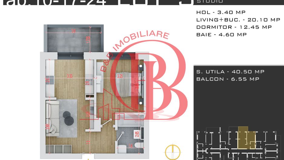Apartament 2 camere-Promo Loc Parcare-Metrou Teclu-Pallady - Schiță 2