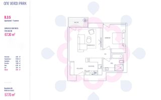 Apartament 2 camere de vanzare One Verdi Park - Schiță 10