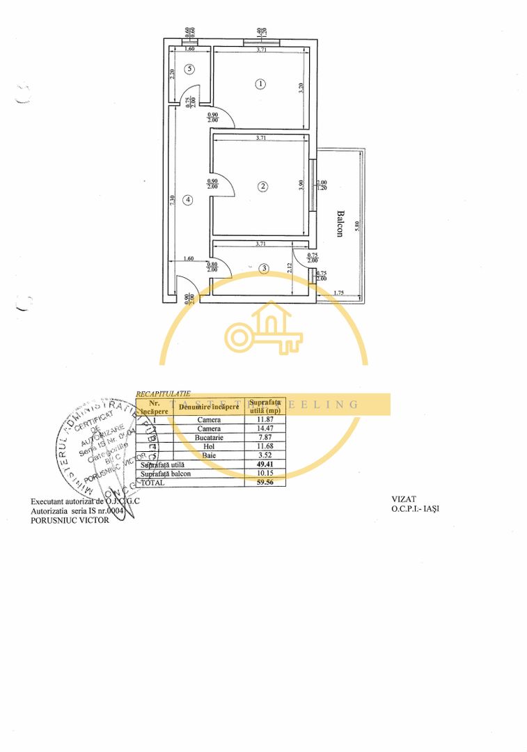 Apartament 2 cam 60MP, et.4 Decomandat Pacurari - Pizza Smile - Poză 7