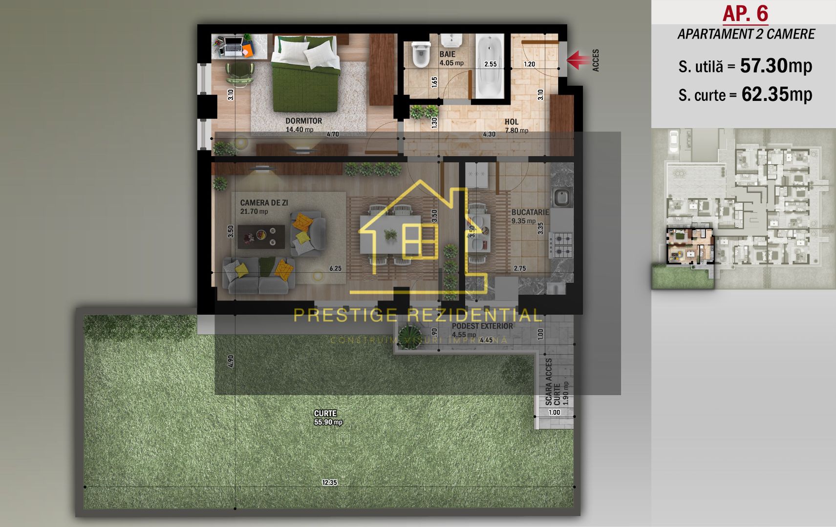 Ap 2 Camere Decomandata,Curte 62 mp,Titan-Nicolae Grigorescu-Metrou - Schiță 1