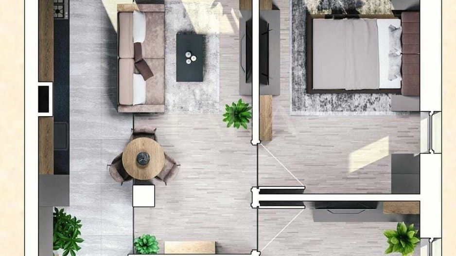 Apartament cu 3 camere, bloc nou, semifinisat, garaj, Apahida. - Poză 1