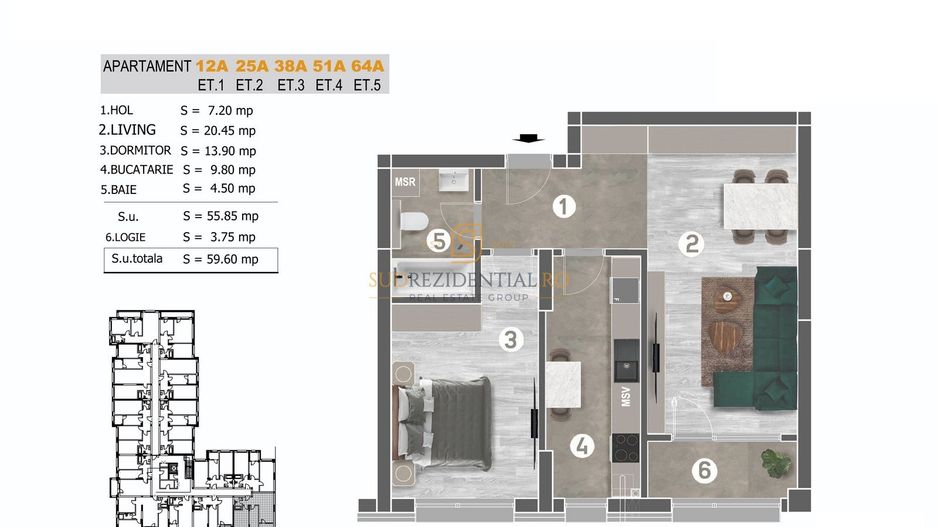 Apartament modern cu 2 camere, imobil nou in zona Brancoveanu, Sector4 - Schiță 8