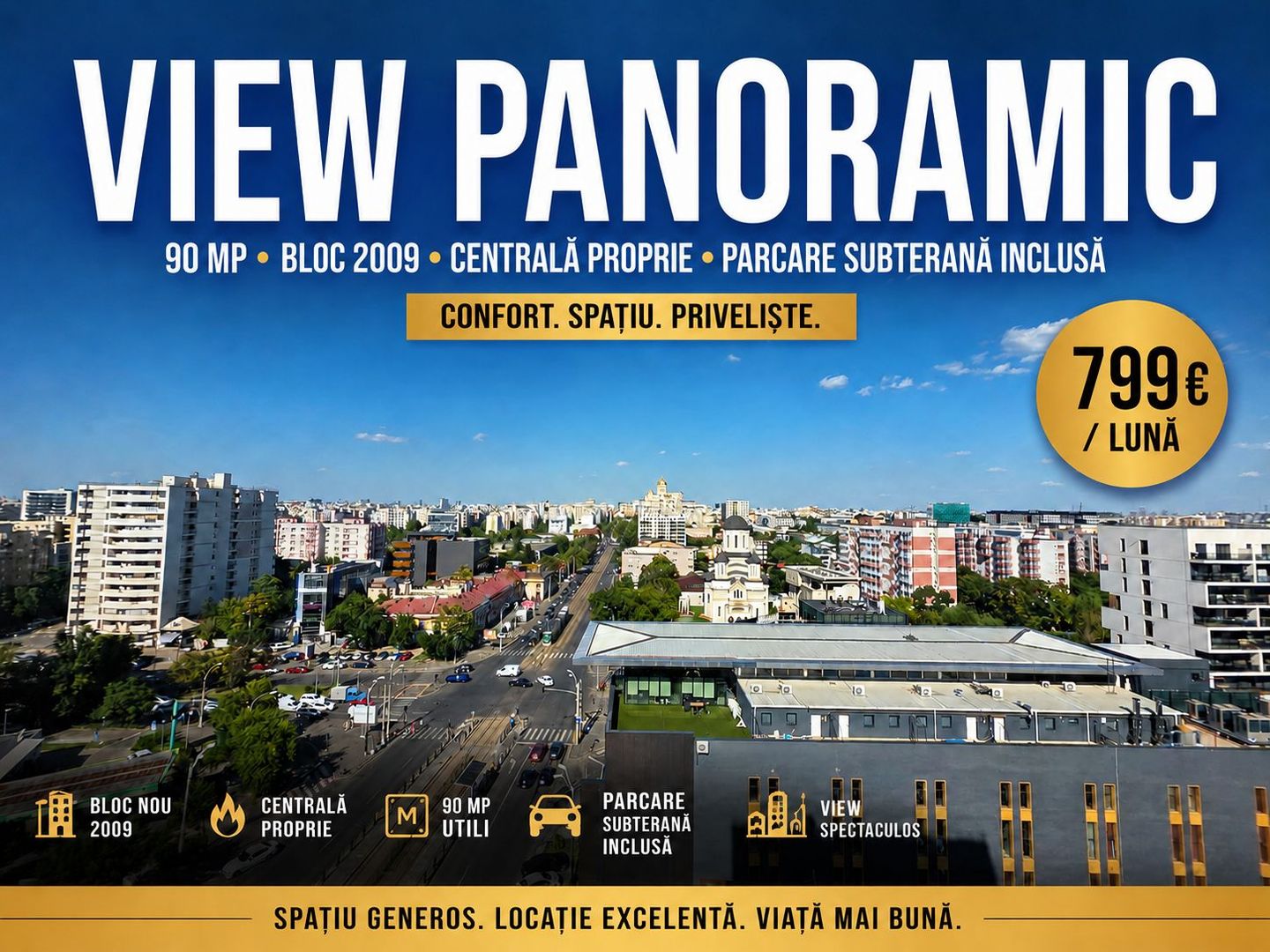 Apartament 90 mp | Bloc 2009 | Centrală proprie | Parcare subterană | - Poză 1