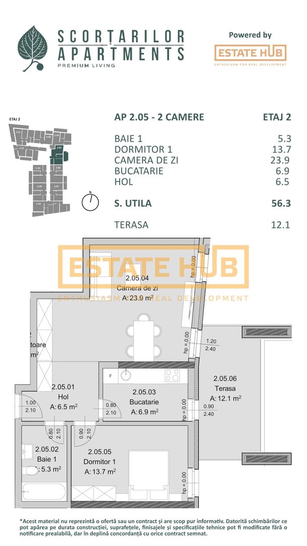 Apartament nou 2 camere Zona Centrala | Comision 0% - Poză 2