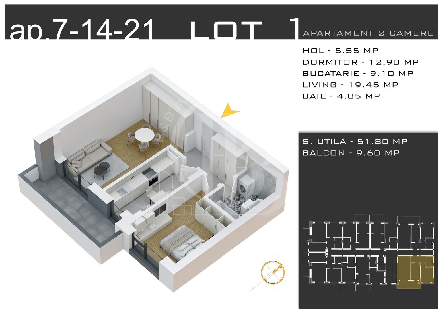 Comision 0%-Theodor Pallady Sector 3-Apartament 2 camere - Schiță 3