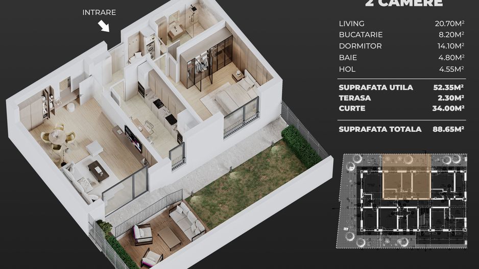 2cam.dec+curte+parcare, semicentral Popesti-Leordeni - Poză 1