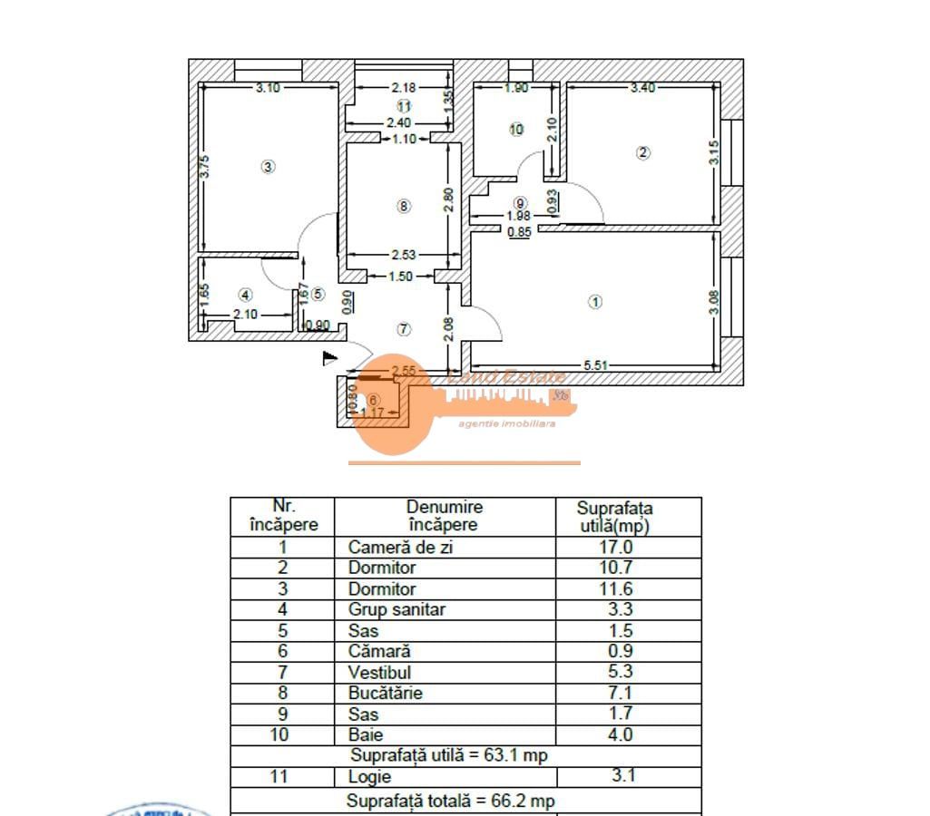 Apartament 3 camere 2 băi Complet mobilat Zona Crângași – Podul Grant - Schiță 14