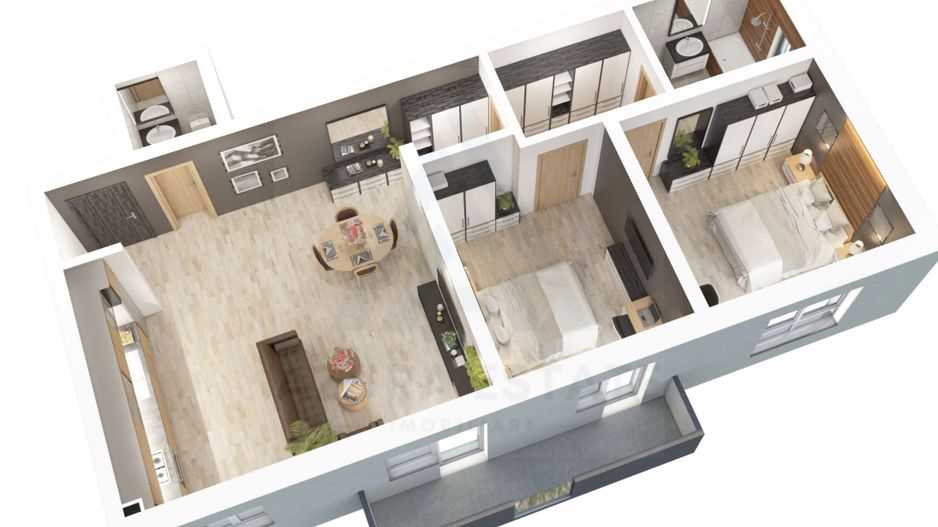 Apartament 73.5 mp utili 3 camere 2 bai si parcare in zona Dna Stanca - Poză 1