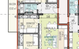 Apartament cu 4 camere într-un proiect exclusivist NOU - Calea Turzii - Schiță 2