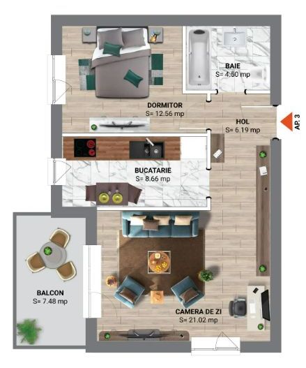 Apartament 2 camere de vanzare - Poză 1