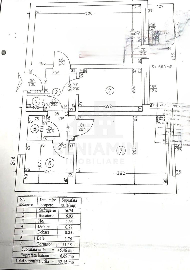 Apartament 2 camere decomandat 52mp Brazda, centrala proprie - Schiță 6
