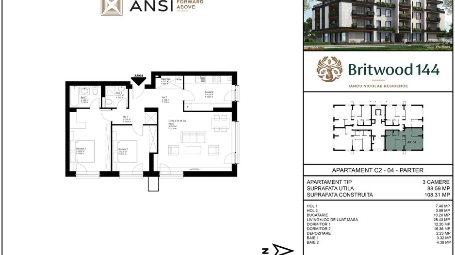 De vânzare apartament 3 camere – BRITWOOD 144, Iancu Nicolae - Poză 2